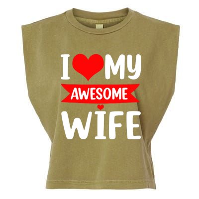 I Love My Wife Red Heart Valentines Day Matching Couple Garment-Dyed Women's Muscle Tee