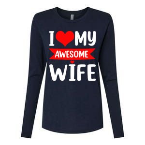 I Love My Wife Red Heart Valentines Day Matching Couple Womens Cotton Relaxed Long Sleeve T-Shirt