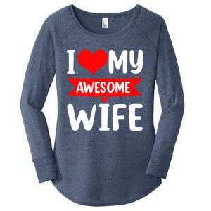 I Love My Wife Red Heart Valentines Day Matching Couple Women's Perfect Tri Tunic Long Sleeve Shirt