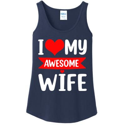 I Love My Wife Red Heart Valentines Day Matching Couple Ladies Essential Tank