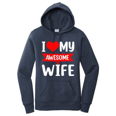 I Love My Wife Red Heart Valentines Day Matching Couple Women's Pullover Hoodie