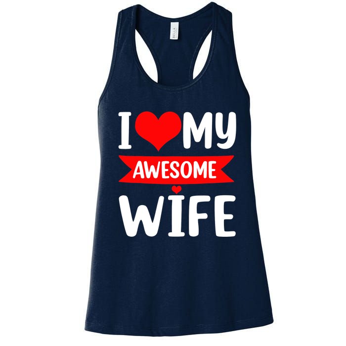 I Love My Wife Red Heart Valentines Day Matching Couple Women's Racerback Tank