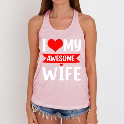 I Love My Wife Red Heart Valentines Day Matching Couple Women's Knotted Racerback Tank