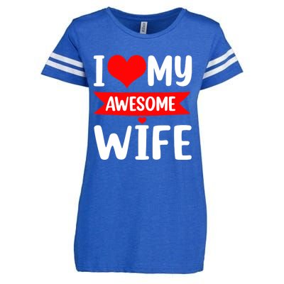 I Love My Wife Red Heart Valentines Day Matching Couple Enza Ladies Jersey Football T-Shirt