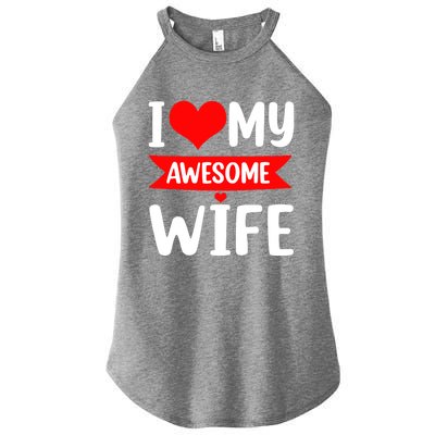 I Love My Wife Red Heart Valentines Day Matching Couple Women's Perfect Tri Rocker Tank