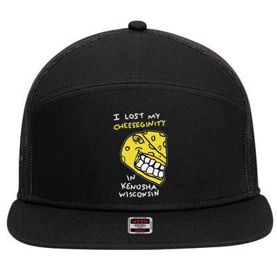 I Lost My Cheeseginity In Kenosha Wisconsin, Meme Funny 7 Panel Mesh Trucker Snapback Hat