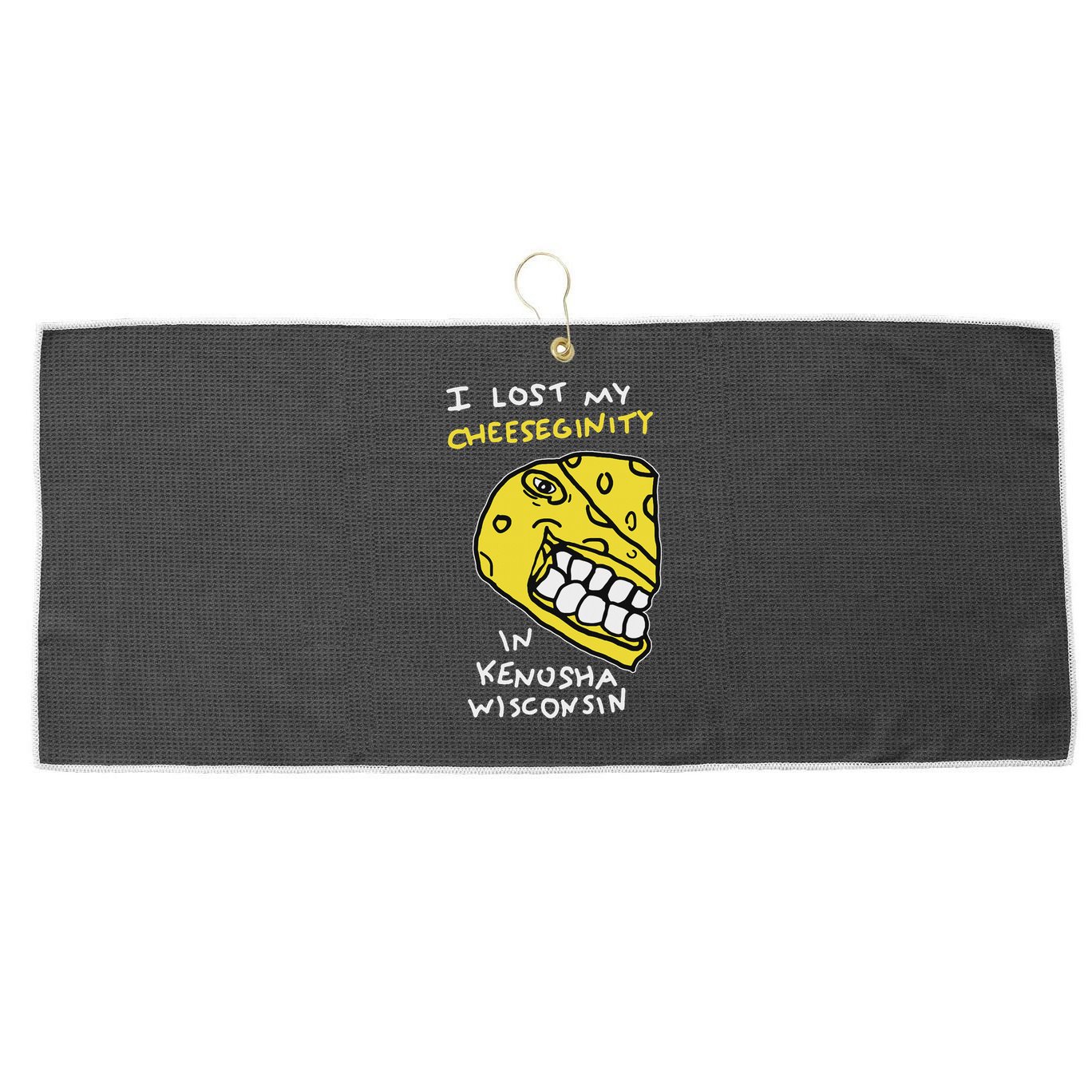 I Lost My Cheeseginity In Kenosha Wisconsin, Meme Funny Large Microfiber Waffle Golf Towel