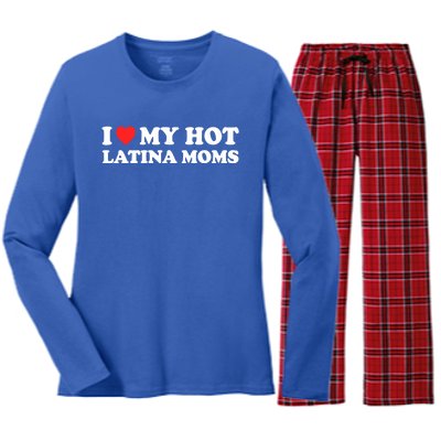 I Love My Hot Latina Moms I Heart My Hot Latina Moms Gift Women's Long Sleeve Flannel Pajama Set 