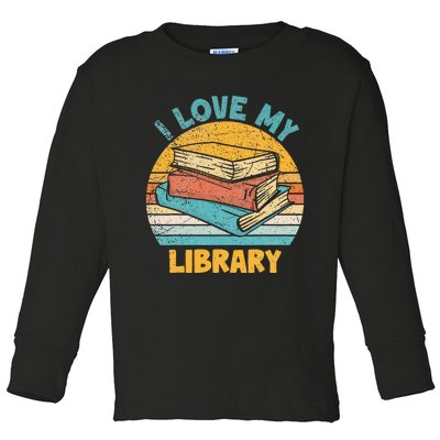 I Love My Library Sunset For Book Lovers Readers Librarian Toddler Long Sleeve Shirt