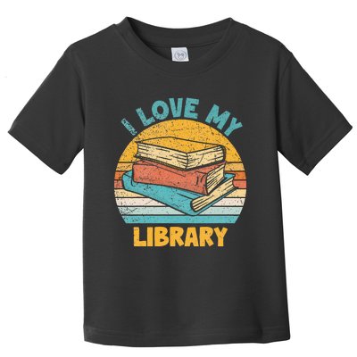 I Love My Library Sunset For Book Lovers Readers Librarian Toddler T-Shirt