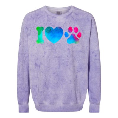 I Love My Dog Paw Print Colorful Colorblast Crewneck Sweatshirt