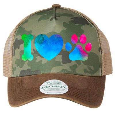 I Love My Dog Paw Print Colorful Legacy Tie Dye Trucker Hat