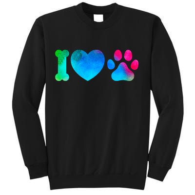 I Love My Dog Paw Print Colorful Sweatshirt