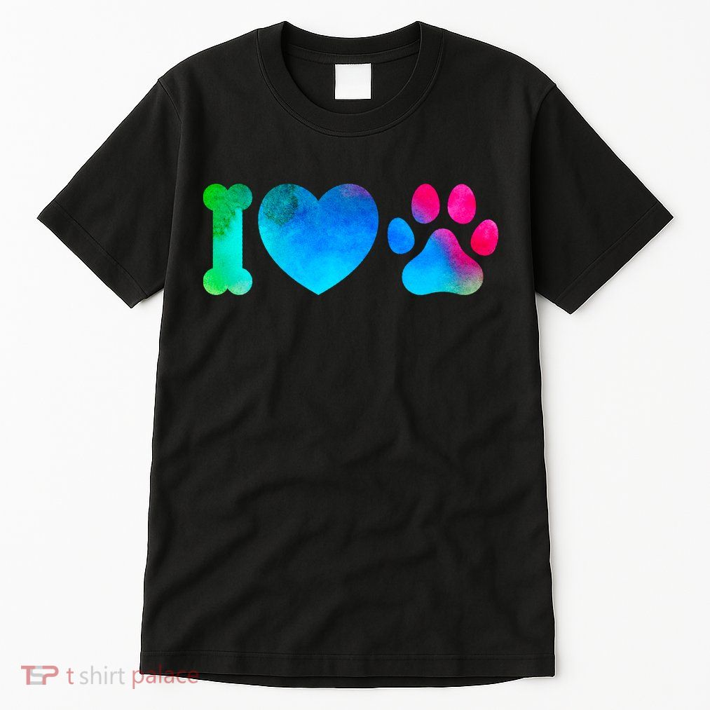 I Love My Dog Paw Print Colorful Tall T-Shirt