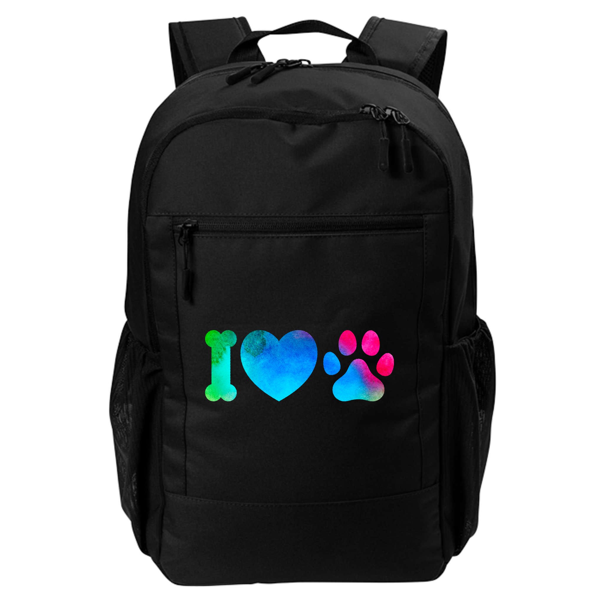 I Love My Dog Paw Print Colorful Backpack