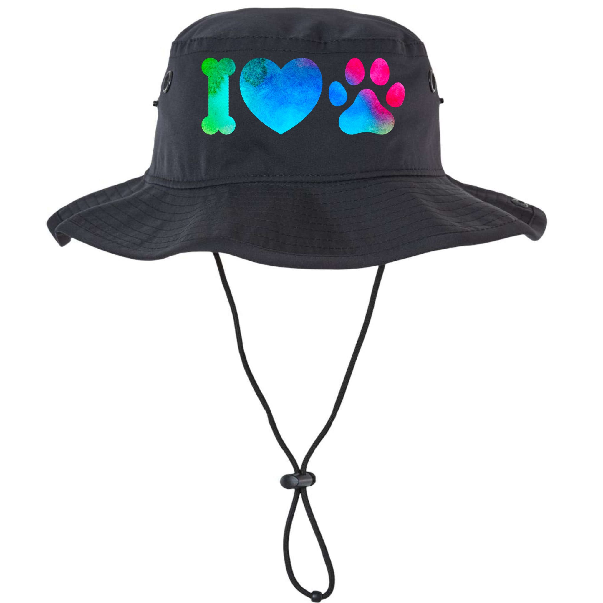 I Love My Dog Paw Print Colorful Bucket Hat