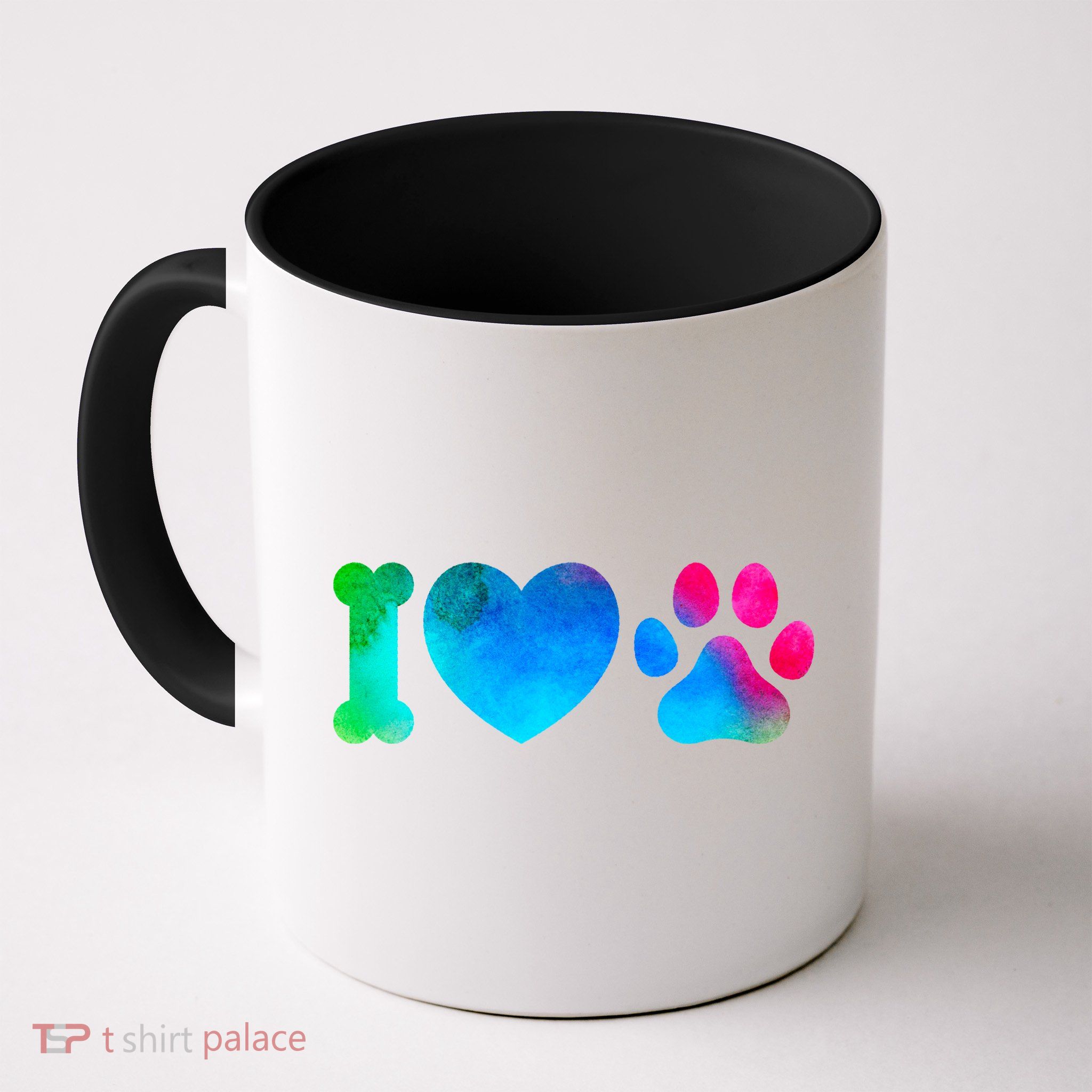 I Love My Dog Paw Print Colorful Mug