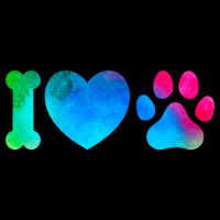 I Love My Dog Paw Print Colorful Drawstring Bag