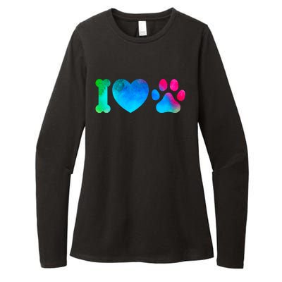 I Love My Dog Paw Print Colorful Womens CVC Long Sleeve Shirt