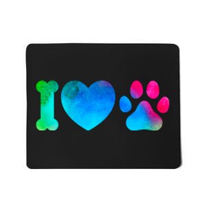 I Love My Dog Paw Print Colorful Mousepad