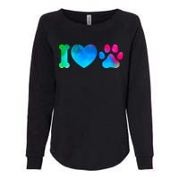 I Love My Dog Paw Print Colorful Womens California Wash Sweatshirt