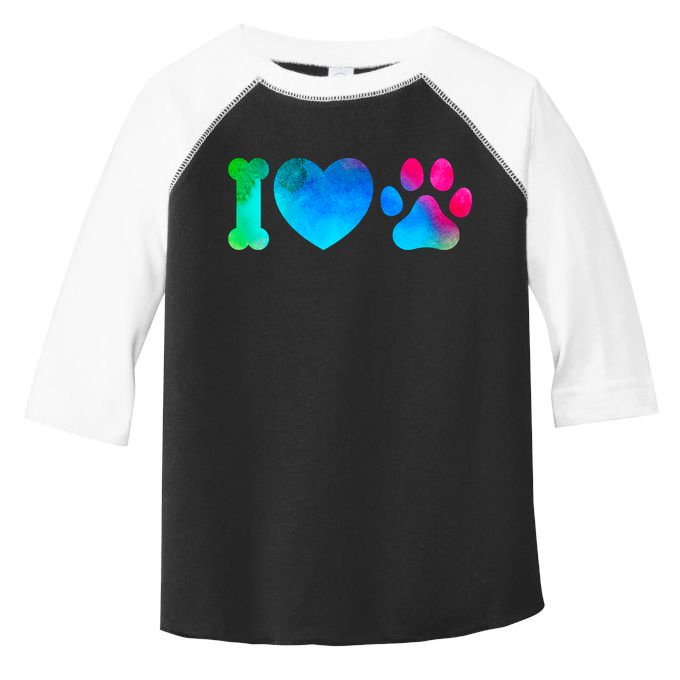 I Love My Dog Paw Print Colorful Toddler Fine Jersey T-Shirt