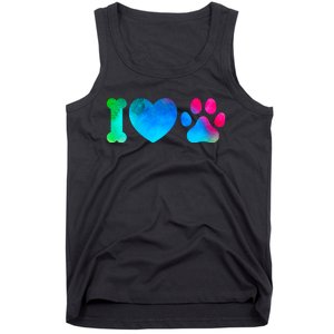 I Love My Dog Paw Print Colorful Tank Top