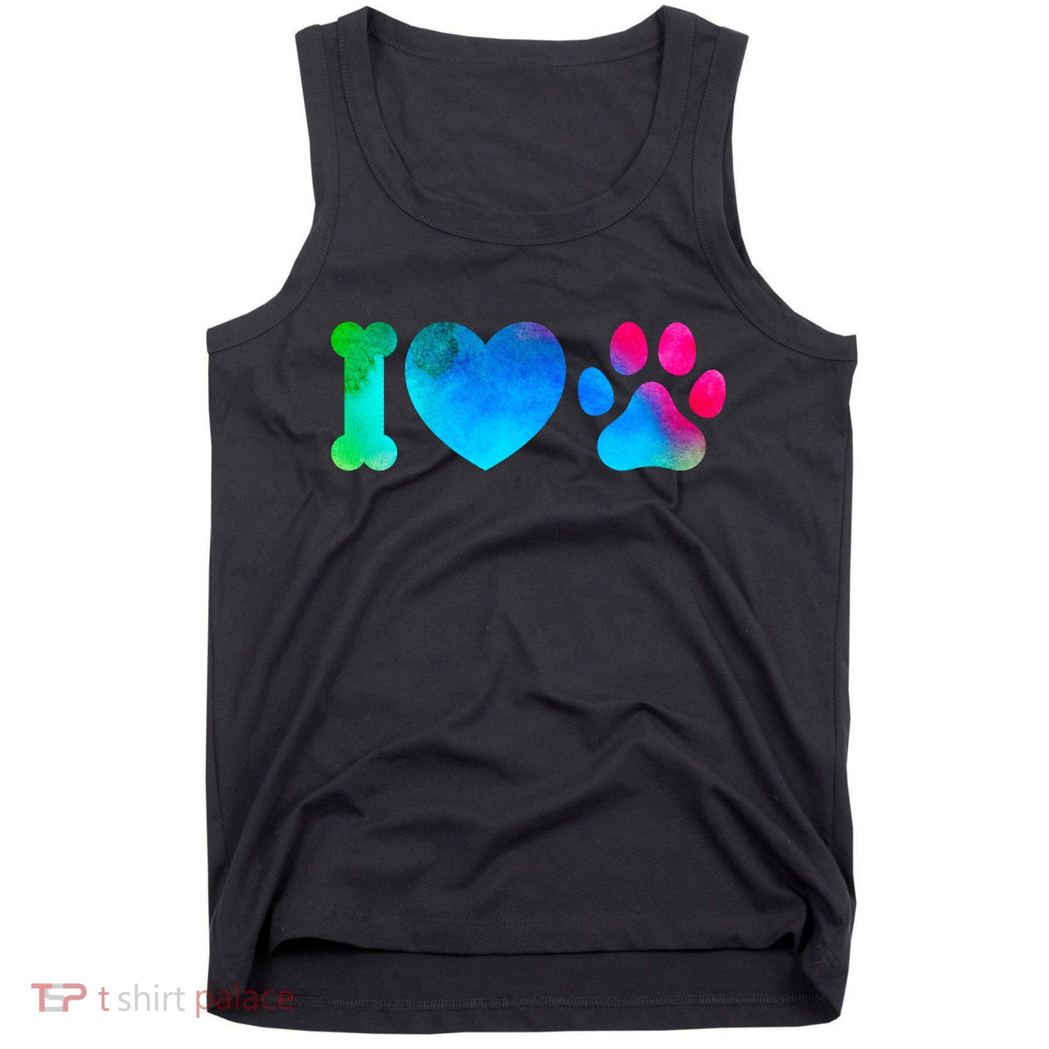 I Love My Dog Paw Print Colorful Tank Top