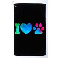 I Love My Dog Paw Print Colorful Golf Towel