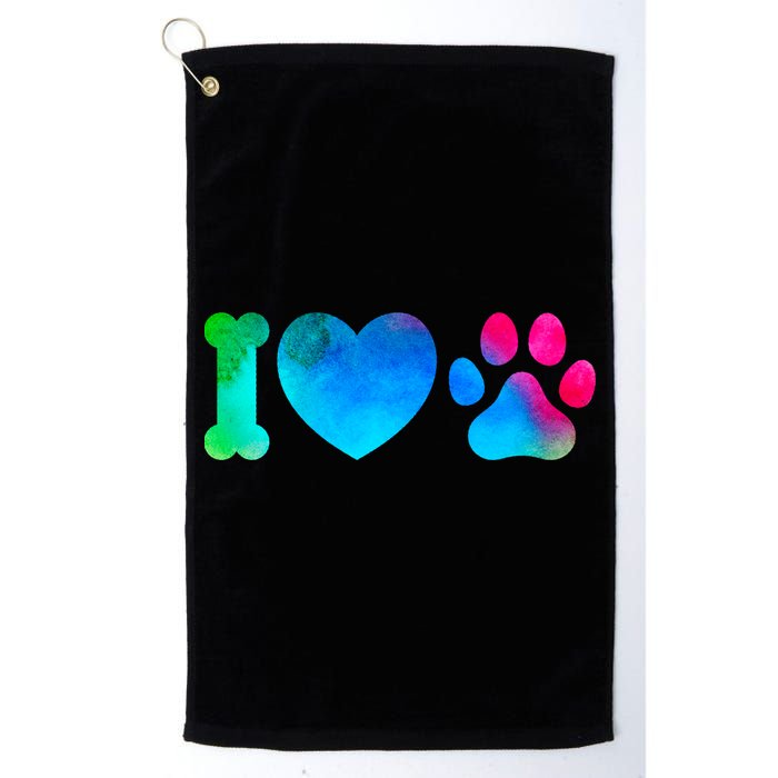 I Love My Dog Paw Print Colorful Golf Towel