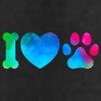 I Love My Dog Paw Print Colorful Golf Towel