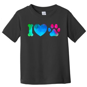 I Love My Dog Paw Print Colorful Toddler T-Shirt