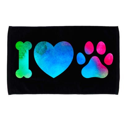 I Love My Dog Paw Print Colorful Microfiber Hand Towel