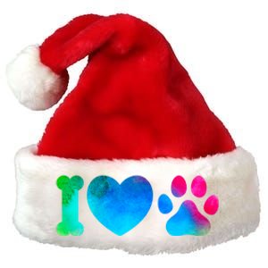 I Love My Dog Paw Print Colorful Premium Christmas Santa Hat