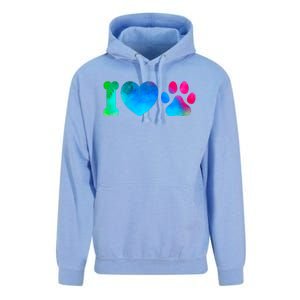 I Love My Dog Paw Print Colorful Unisex Surf Hoodie