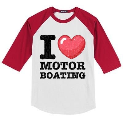 I Love Motor Boating Funny Sailor Sailing Sailboat Graphic Funny Gift Kids Colorblock Raglan Jersey