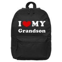 I Love My Grandson 16 in Basic Backpack