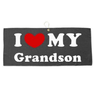 I Love My Grandson Large Microfiber Waffle Golf Towel