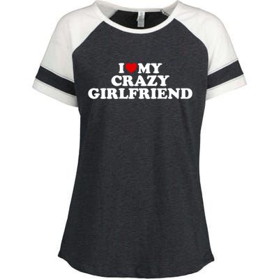 I Love My Crazy Girlfriend Gf Cool Gift Red Heart Gift Enza Ladies Jersey Colorblock Tee