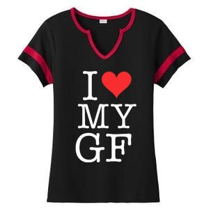 I LOVE My GF. VALENTINES DAY Ladies Halftime Notch Neck Tee