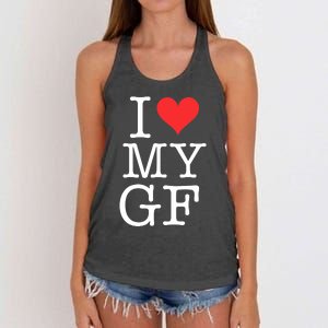 I LOVE My GF. VALENTINES DAY Women's Knotted Racerback Tank