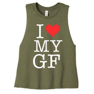 I LOVE My GF. VALENTINES DAY Women's Racerback Cropped Tank