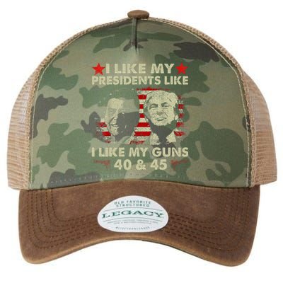 I Like My Presidents Like I Like My Guns 40 & 45 Vote Trump Legacy Tie Dye Trucker Hat