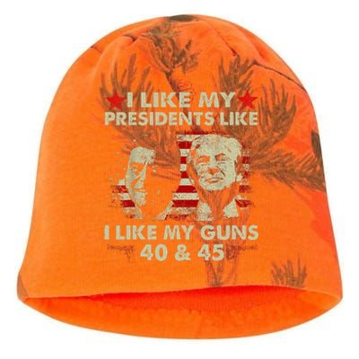 I Like My Presidents Like I Like My Guns 40 & 45 Vote Trump Kati - Camo Knit Beanie