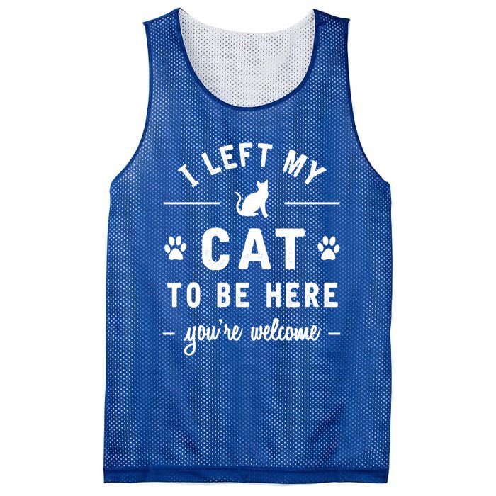 I Left My Cat To Be Here Funny Cat Lover Cat Mom Gift Meaningful Gift Mesh Reversible Basketball Jersey Tank