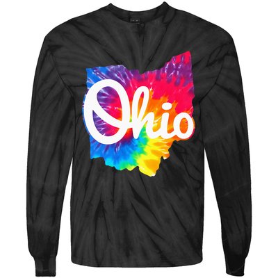 I Love My Ohio Home Script Tie-Dye Long Sleeve Shirt