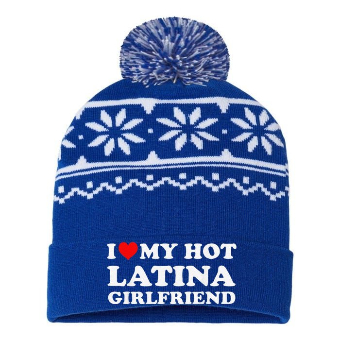 I Love My Hot Latina Girlfriend Red Heart My Hot Girlfriend USA-Made Snowflake Beanie