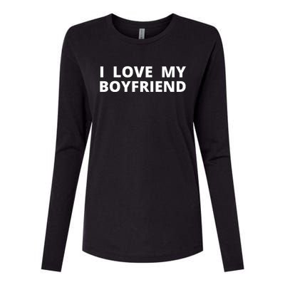 I Love My Boyfriend Funny Valentines Day Womens Cotton Relaxed Long Sleeve T-Shirt