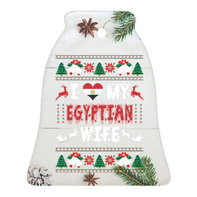 I Love My Egyptian Wife Ugly Christmas Ceramic Bell Ornament