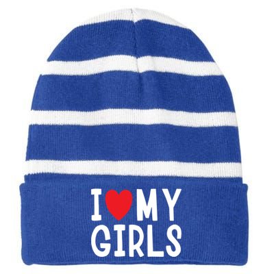 I Love My Family Celebration Cute Gift Striped Beanie with Solid Band